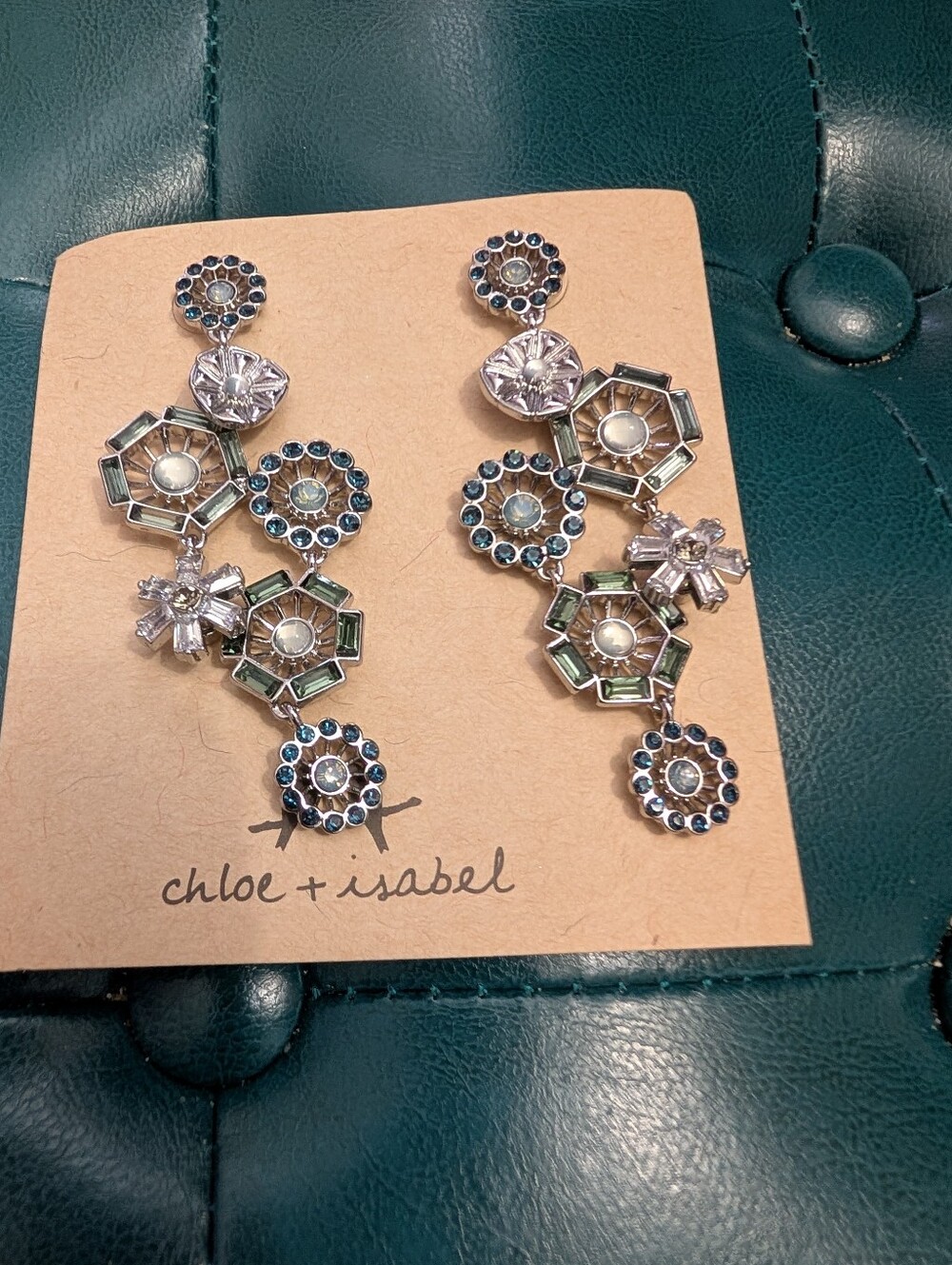Chloe + Isabel Blue and Green Multi-Flower Drop Earrings